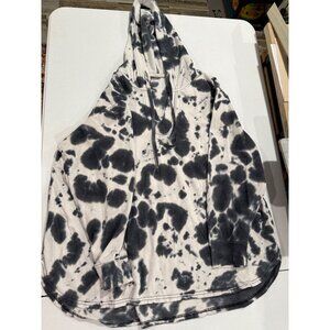 Tie-Dye Black & White Hooded Pullover Sweatshirt 1X Love And Delancy Cotton
